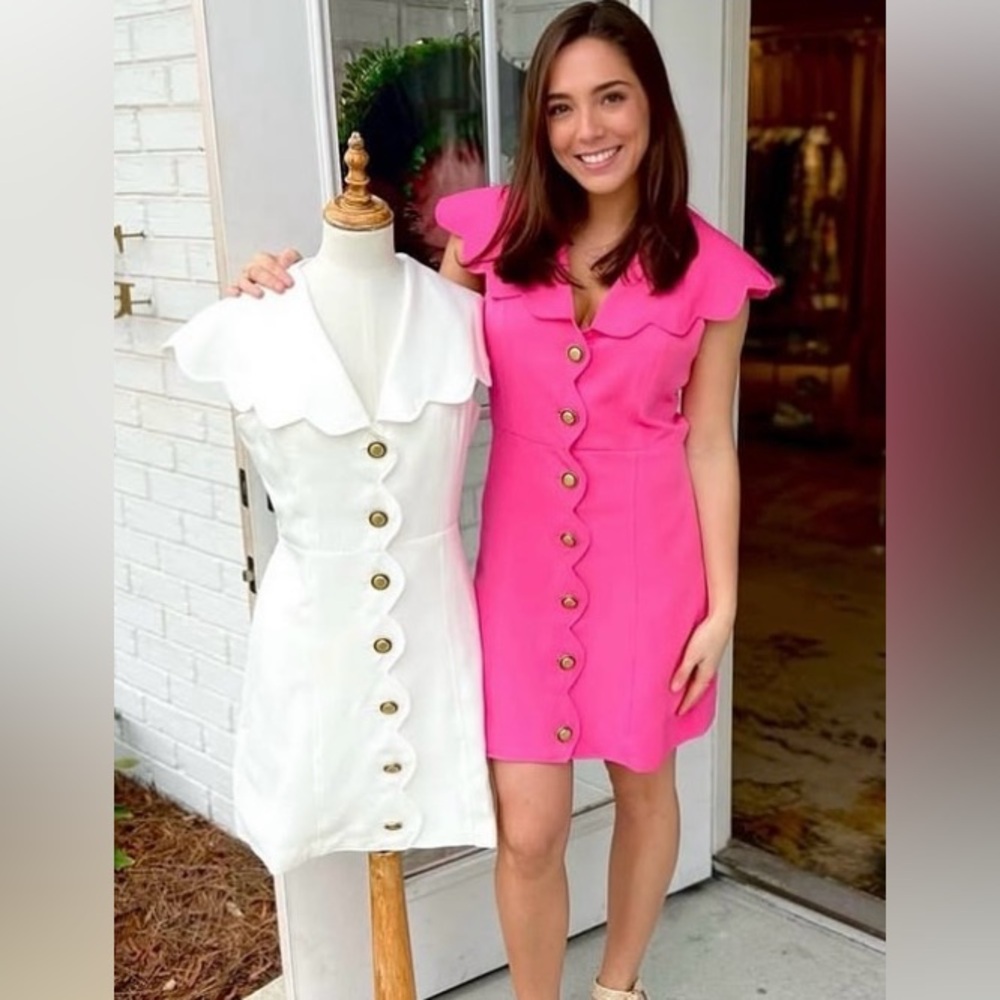 TCEC White scalloped Mini Dress